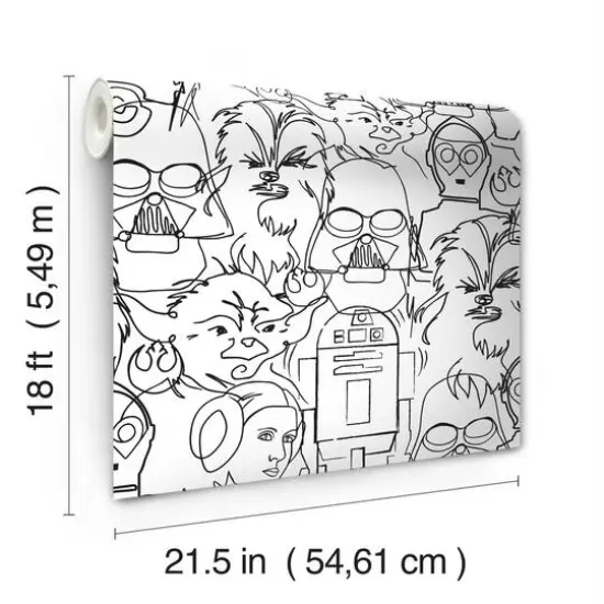 RoomMates Black Star Wars™ Saga Line Sketches Peel and Stick Wallpaper {10}
