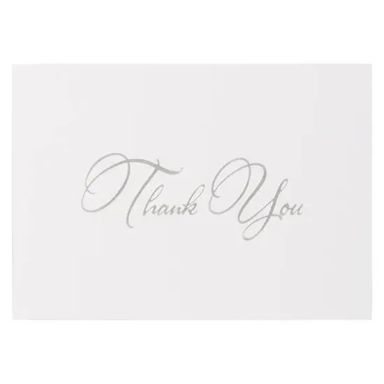 JAM Paper Thank You Card Set with Silver Script, 25ct. Navy Blue {4}