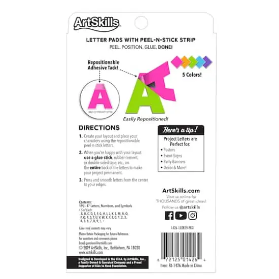 ArtSkills&reg; 4" Neon 190 Piece Paper Poster Letter Set {8}