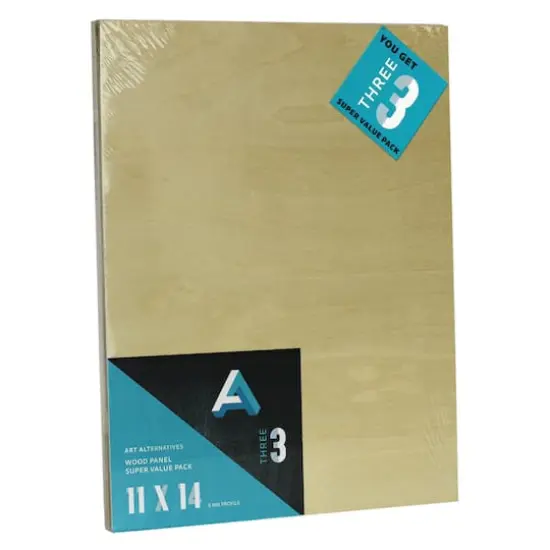 Art Alternatives 3 Pack 11" x 14" Uncradled Wood Panel Super Value Pack {1}