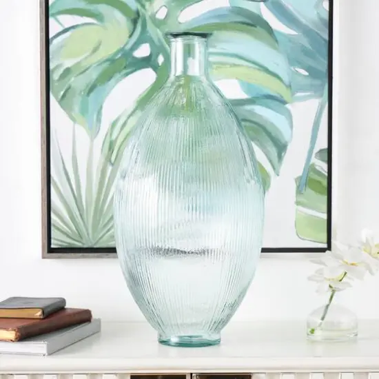 23" Clear Ribbed Spanish Bottle Vase {11}