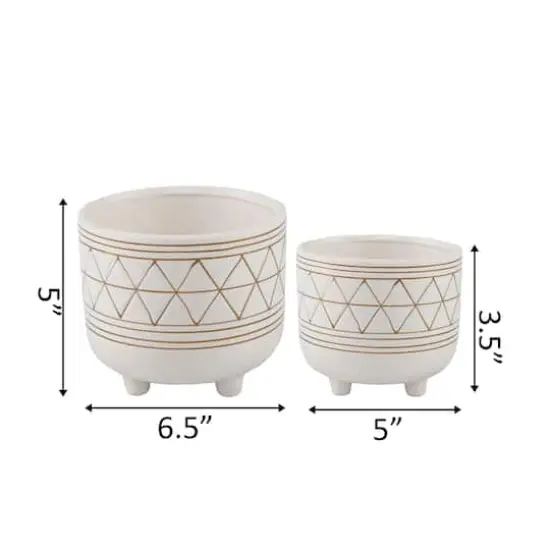 Flora Bunda 6" & 5" Geo Ceramic Pot With Legs Set {3}