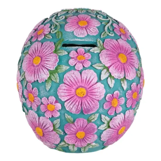 7.75" Blue & Pink Day of the Dead Skull Coin Bank {6}