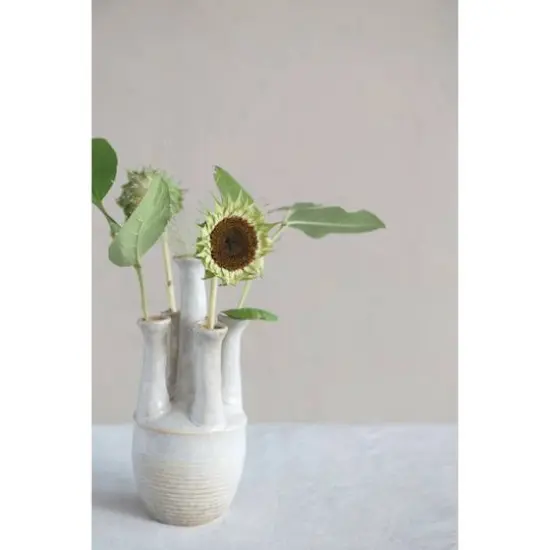 Hello Honey® 10" Reactive Glaze Handmade Stoneware Vase with 5 Openings {4}