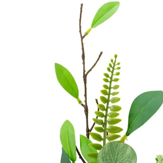 30" Green & Gold Eucalyptus Leaf & Fern Golden Ring Wreath {5}