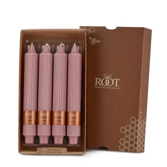 Root Candles 9" Unscented Grecian Collenette Taper Candles, 4ct. Dusty Rose {1}