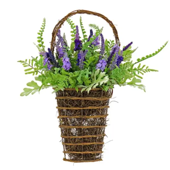 20" Spring Astilbe & Fern Wall Basket {1}