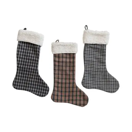 Hello Honey&reg; 20" Woven Wool Blend Stocking with Sherpa Cuff Set {1}