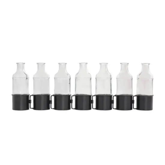 22" Black Metal Adjustable Bottle Vase with Clear Glass Bottles {9}