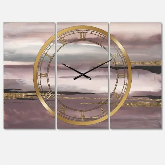 Designart Purple Glam Storm I Multipanel Wall Clock {1}