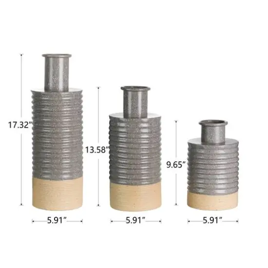 Glitzhome® Two-Tone Gray & Brown Metal Farmhouse Vase Set {8}