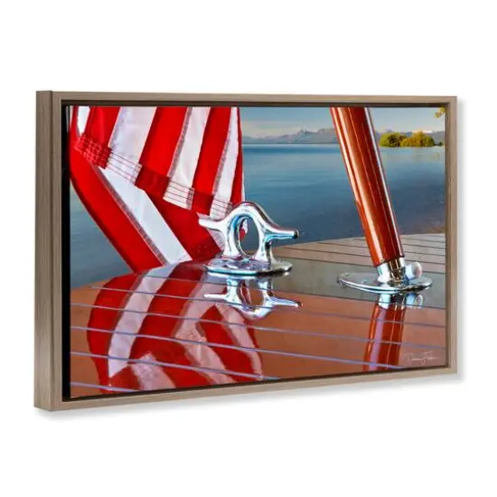 Stupell Industries Flag On Boat Hull Floater Framed Art Brown {4}