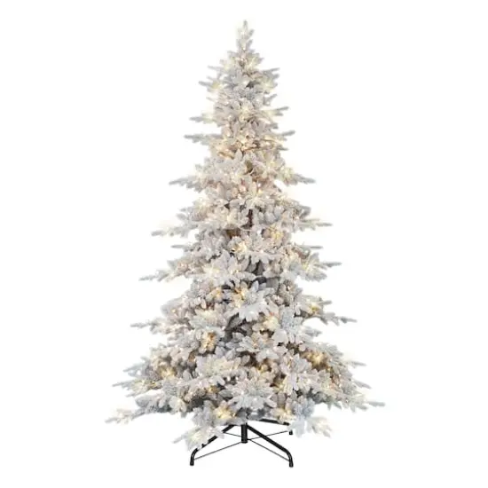 9ft. Pre-Lit Flocked Utah Fir Artificial Christmas Tree, Clear Lights {1}