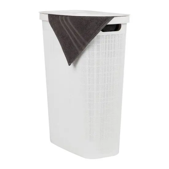 Mind Reader 23.5" Plastic Slim Laundry Hamper White {1}