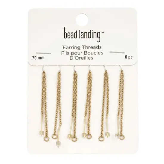 70mm Earring Threads with Rings, 6ct. by Bead Landing&trade; Gold {1}