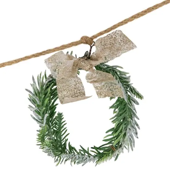 4.75ft. Snowflake & Frosted Pine with Wooden Beads Christmas Garland {6}