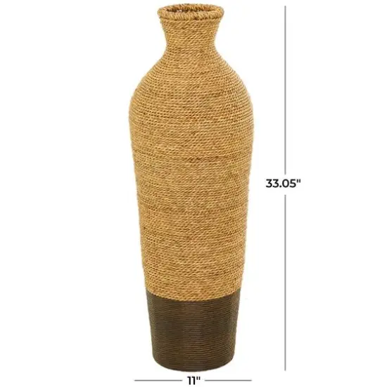 Brown Seagrass Handmade Tall Woven Floor Vase {6}