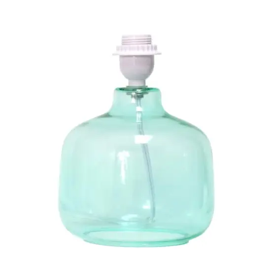 Simple Designs 14" Glass Table Lamp with White Fabric Shade Aqua/White {7}