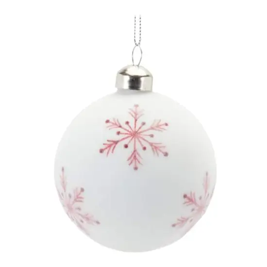 Frosted Snowflake & Tree Ball Ornament Set {4}