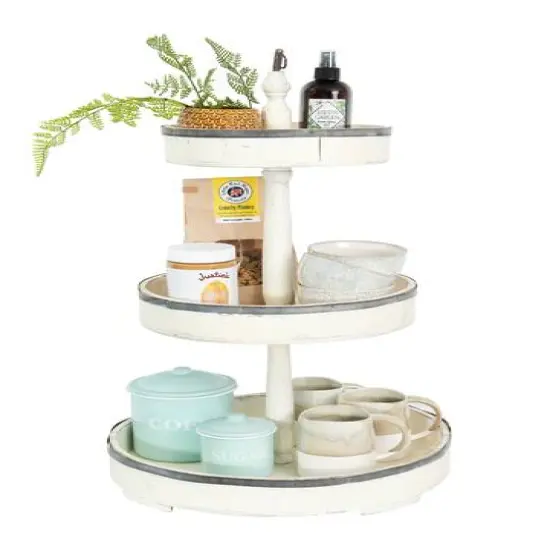 Hello Honey&reg; 26.5" Decorative Wood & Tin 3 Tier Tray {7}