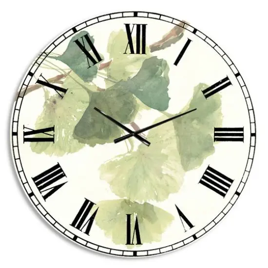 Designart 'Watercolor Gingko Leaves I Cabin Wall Clock {1}