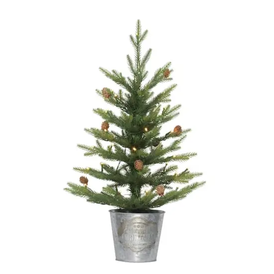 2 ft. Pre-Lit Table Top Artificial Christmas Tree In Metal Pot {1}