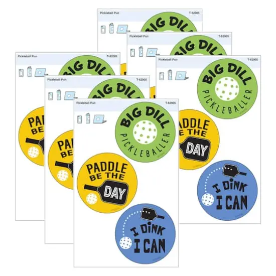 TREND Enterprises® Pickleball Pun Vinyl Stickers, 3 Per Pack, 6 Packs {1}