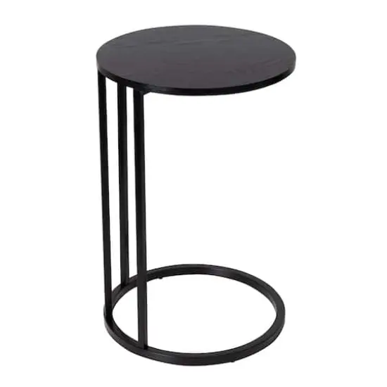 Honey Can Do Black Round C End Table {4}