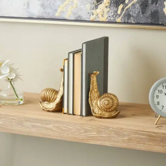 7" Gold Metal Snail Standing Bookends, 2ct. {1}