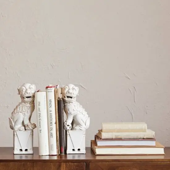 Hello Honey&reg; 13.25" Vintage Reproduction Stoneware Guardian Lions Bookends Set {3}