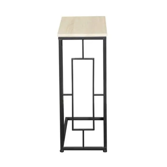 Black Iron & Wood Contemporary Accent Table {10}