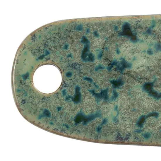 Hello Honey&reg; 13.75" Green Matte Stoneware Cheese Board with Leather Tie {8}