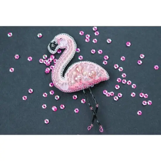 Crystal Art Beadwork Kit For Creating Brooch Flamingo {12}
