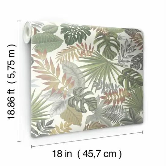 RoomMates Palm Frond Toss Peel & Stick Wallpaper Green/Orange {7}