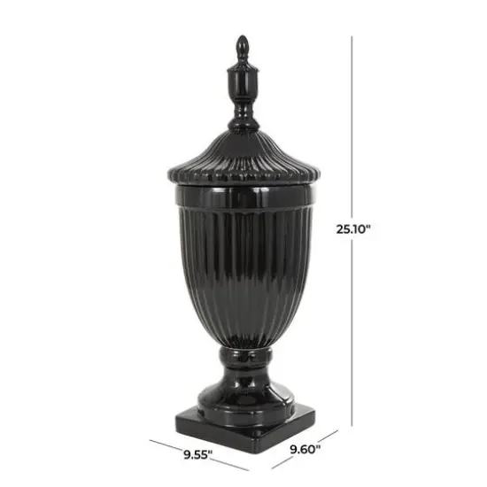 Black Ceramic Decorative Jar {9}