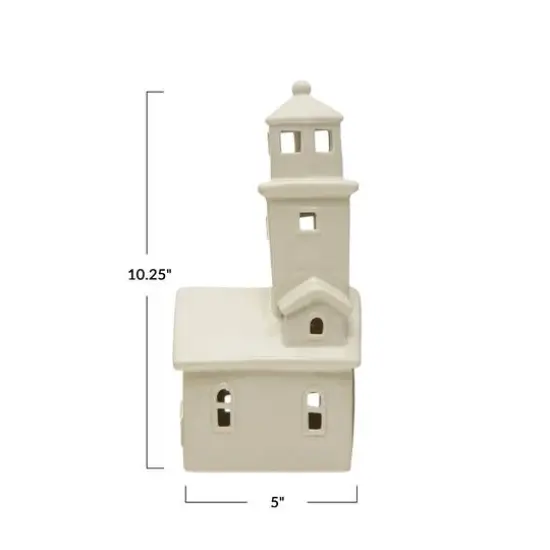 Hello Honey® 10.5" White Stoneware Lighthouse with LED Light {4}