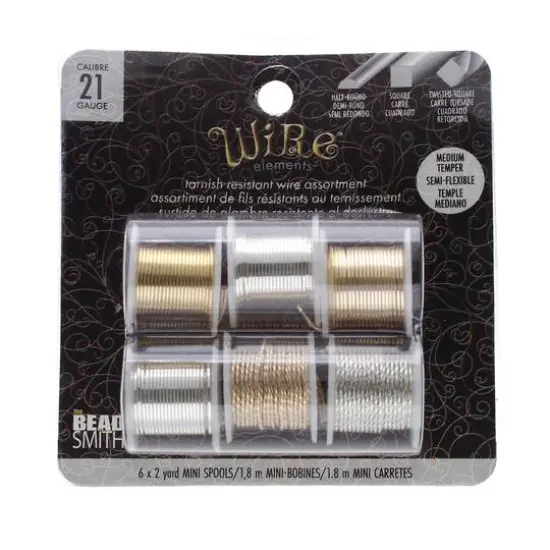 The Beadsmith&reg; Wire Elements&trade; 21 Gauge Tarnish Resistant Medium Temper Assorted Shapes Wire, 6ct {1}