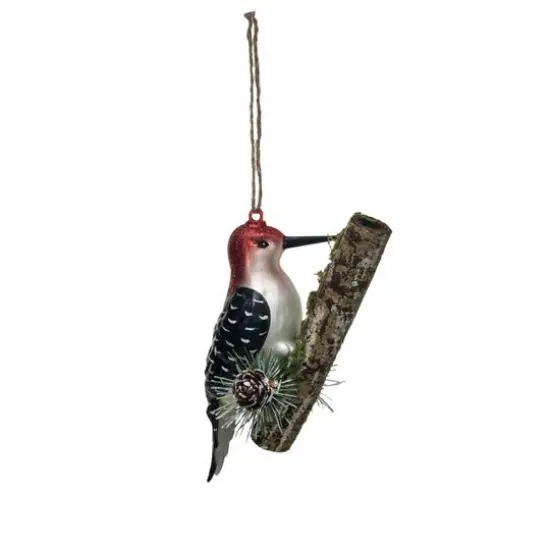 Hello Honey&reg; 5" Woodpecker on Branch Glass Ornament with Glitter {1}