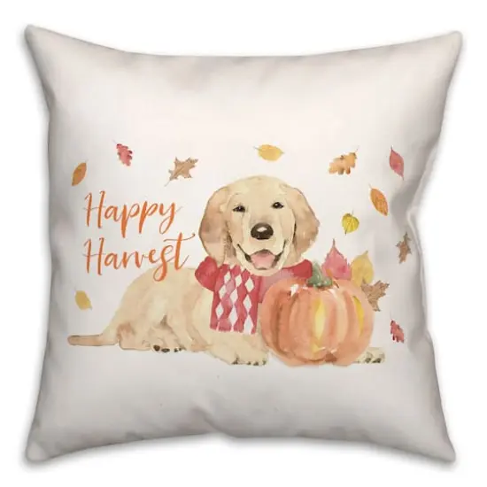 Happy Harvest Dog Throw Pillow {1}