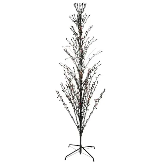 6ft. Pre-Lit Black Cascade Outdoor Halloween Twig Tree, Orange Lights {1}
