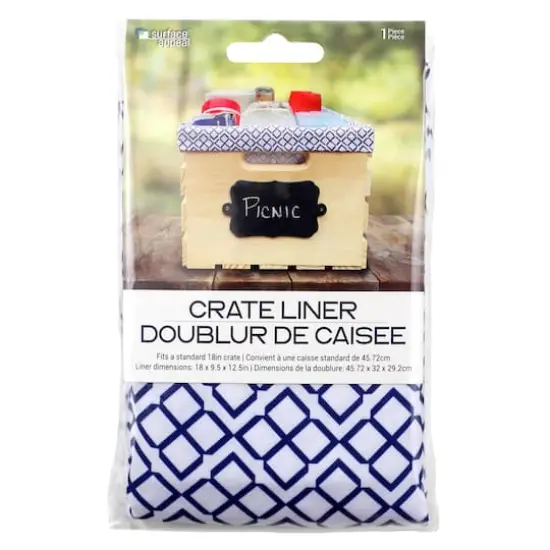 Surface Appeal&trade; 18" Crate Liner White/Blue Diamonds {1}