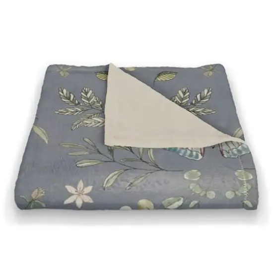 Butterfly Pattern Coral Fleece Blanket Blue {3}