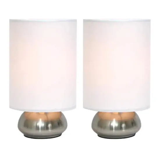Simple Designs&trade; 2-Pack Mini Touch Lamps with Shades Brushed Nickel Base and Ivy Shades {6}
