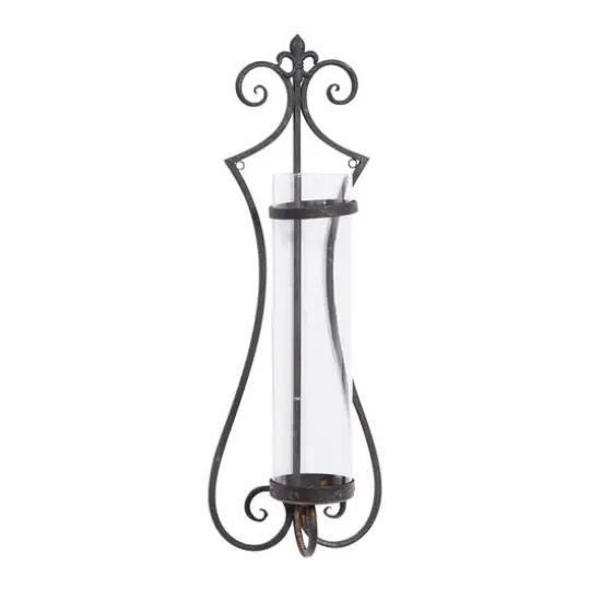 31" Black Iron Traditional Candle Wall Sconce {3}