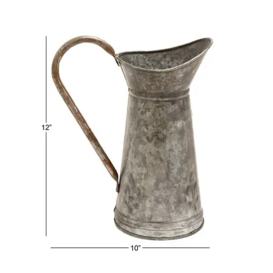 12" Iron Farmhouse Decorative Pitcher Vase {6}