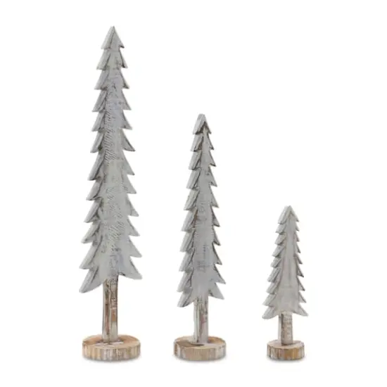 White Wood Tabletop Pine Tree Set {3}