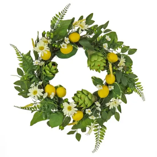 22'' Daisy, Artichoke, and Lemon Wreath {1}