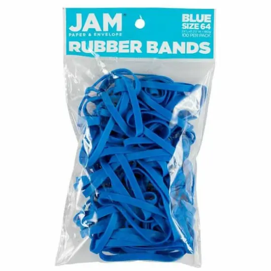 JAM Paper Size 64 Rubber Bands, 100ct. Blue {1}