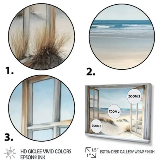 Designart 'Window To The Beach II' Beach Canvas Wall Art {4}