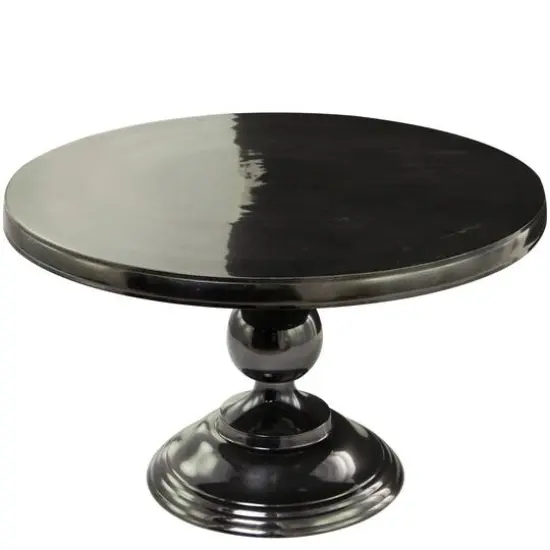 Black Aluminum Coffee Table with Pedestal Base 31" x 31" x 19" {3}